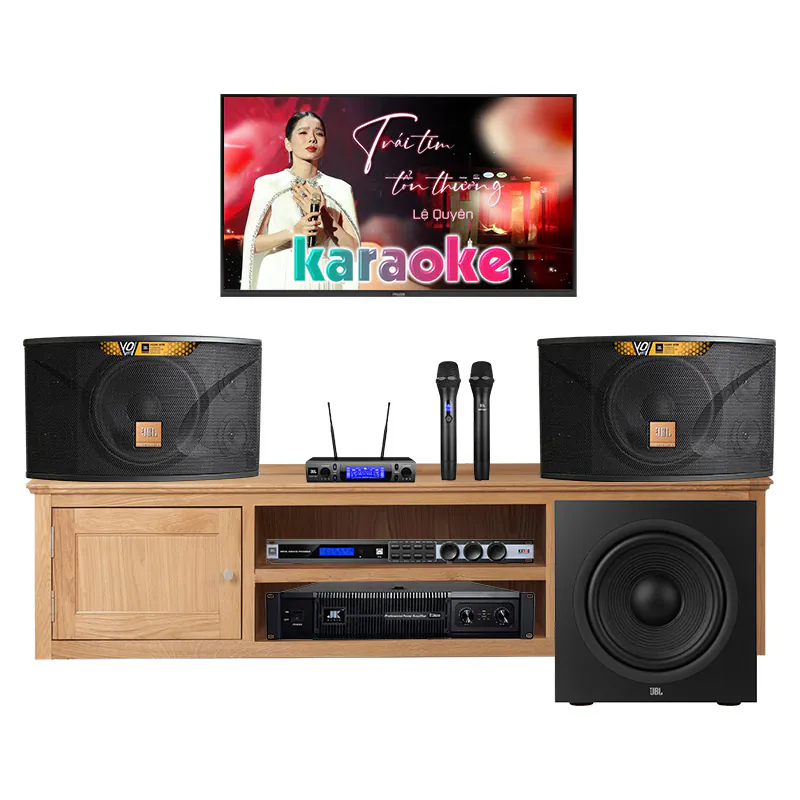 Dàn karaoke gia đình GD144 (JBL Ki112 Gold Edition, KX190, VM300, Stage 220P, JKAudio D2600)