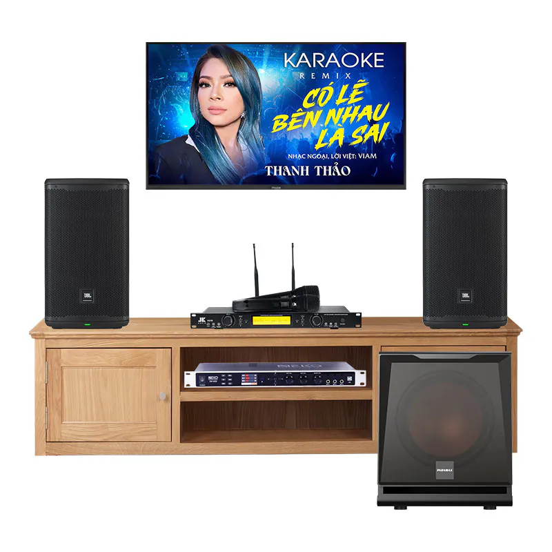 Dàn karaoke gia đình KGD225 (JBL Eon 710, Paramax D30, Neko DK1000, JKaudio K310)