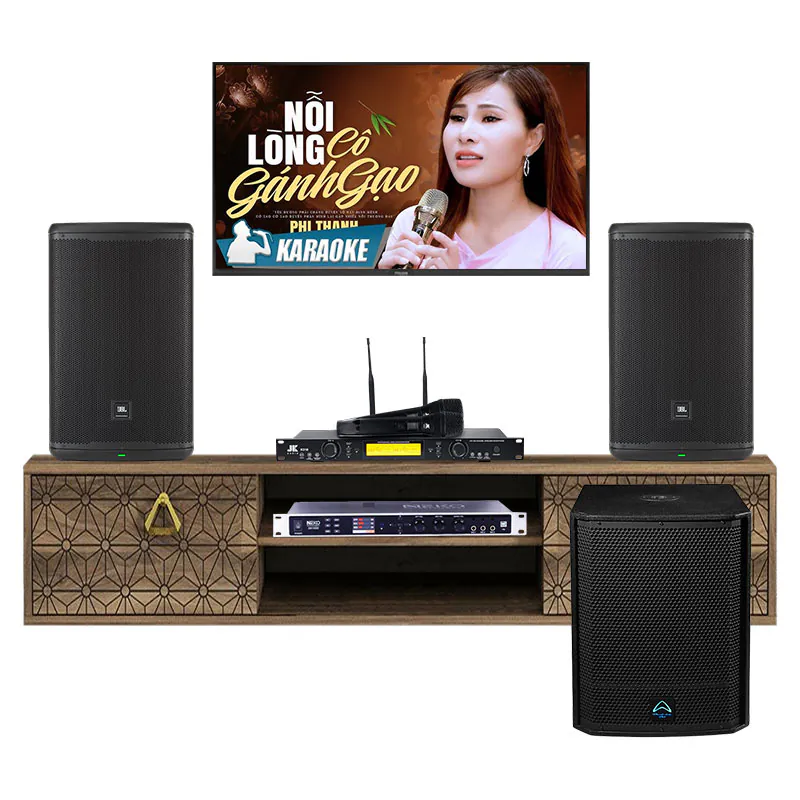 Dàn karaoke gia đình KGD241 (JBL Eon 715, Neko DK1000, JKaudio K310, Wharfedale AX15B )