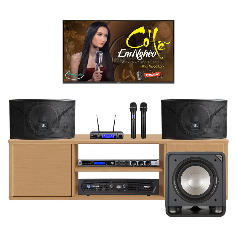 Dàn karaoke gia đình KGD39 (JBL Ki110, KX190, VM300, Crown KVS500, sub Polk Audio HTS12)