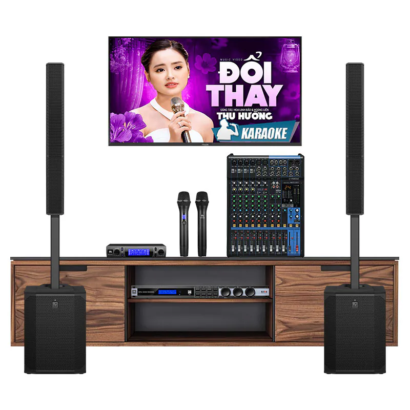 Dàn karaoke gia đình KGD71 (Yamaha MG12XU, Electro voice Evolve 70, JBL KX190, JBL VM300)