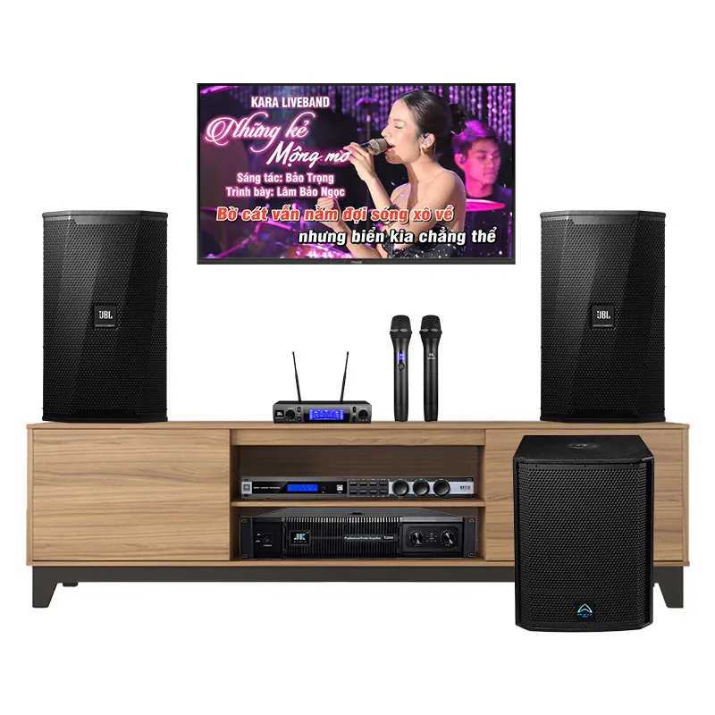 Dàn karaoke gia đình KH92 (JBL KPS2, KX190, VM300, Wharfedale AX15B, JK Audio D2800)