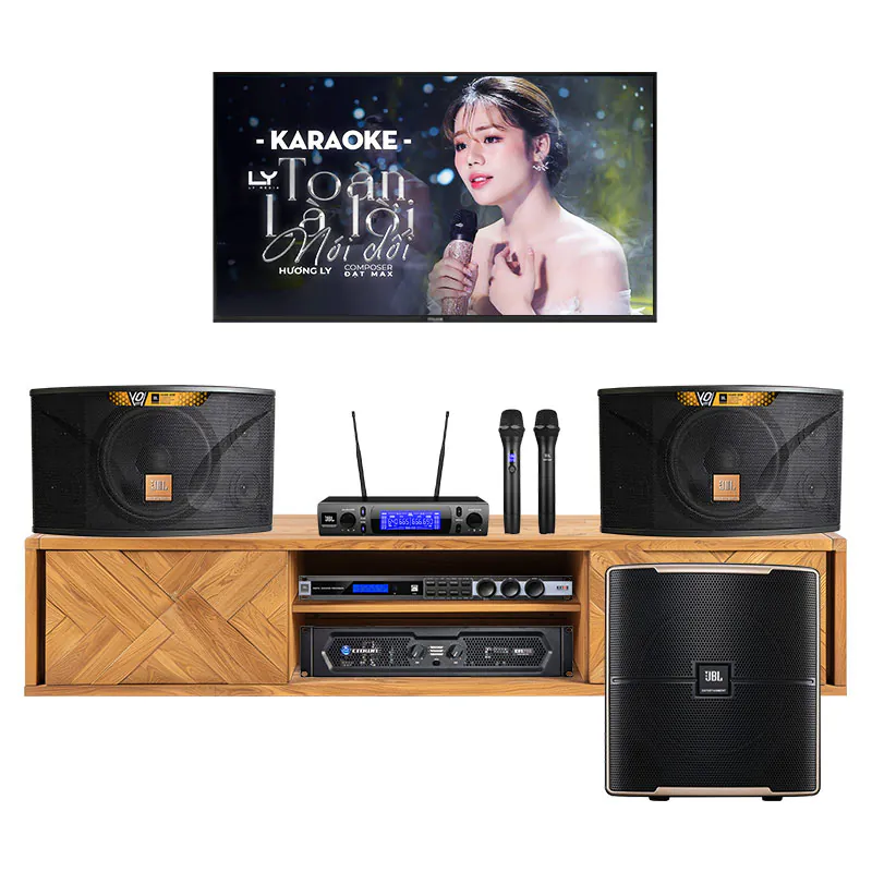 Dàn karaoke gia đình KHD48 (JBL Ki112 Gold Edition, Crown KVS700, JBL KX190, JBL Pasion 12SP, JBL VM300)