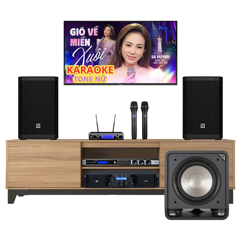 Dàn karaoke gia đình KHD81 (Electro voice ZLX8-G2, JKAudio H2600, JBL KX190, VM300, sub Polk Audio HTS12)