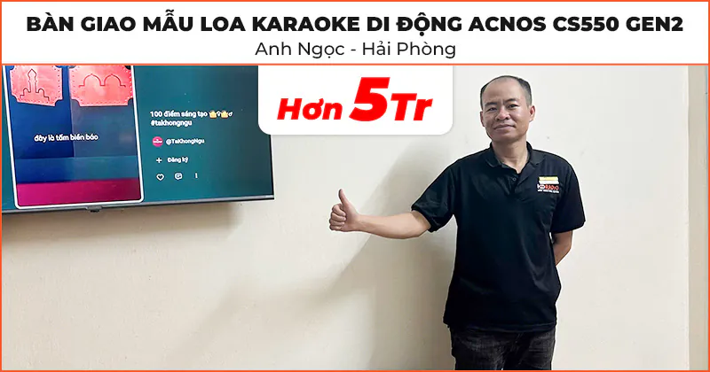 Bàn giao mẫu loa karaoke di động trị giá hơn 5 triệu đồng cho anh Ngọc ở Ngô Quyền, Hải Phòng