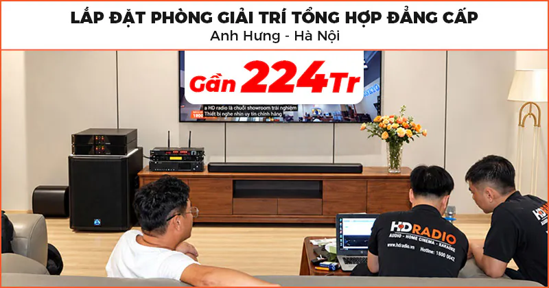 Lắp đặt phòng giải trí tổng hợp đẳng cấp trị giá gần 244 triệu đồng cho anh Hưng ở Long Biên, Hà Nội