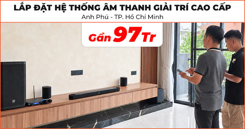 Lắp đặt hệ thống âm thanh giải trí trị giá gần 97 triệu đồng cho anh Phú ở Cát Lái, TP.Hồ Chí Minh (Bose Lifestyle Ultra Soundbar, Lifestyle Ultra Speaker, sub Lifestyle Ultra, Electro voice ZLX-12P-G2, JBL VM300)