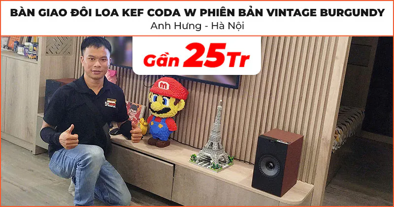 Bàn giao mẫu loa nghe nhạc chất lượng trị giá gần 25 triệu đồng cho anh Hưng ở Hoàng Mai, Hà Nội (Loa KEF Coda W Vintage Burgundy) Bàn giao mẫu loa nghe nhạc chất lượng trị giá gần 25 triệu đồng cho anh Hưng ở Hoàng Mai, Hà Nội (Loa KEF Coda W Vintage Burgundy)