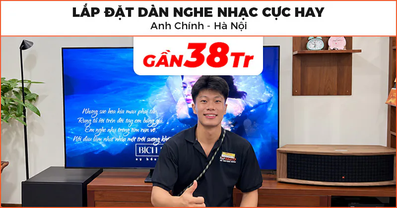 Lắp đặt Dàn nghe nhạc cực hay trị giá gần 38 triệu đồng cho anh Chính ở Hà Đông, Hà Nội (JBL Stage 220P, L75ms Music System)