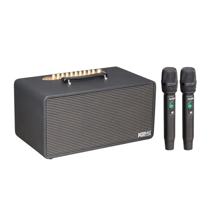 Loa Acnos Melos Mini (Công suất 180W, Echo, Reverb, Bluetooth 5.0, USB-A, OTG USB-C, Optical, Mic, Guitar, AUX, Kèm 2 Mic)