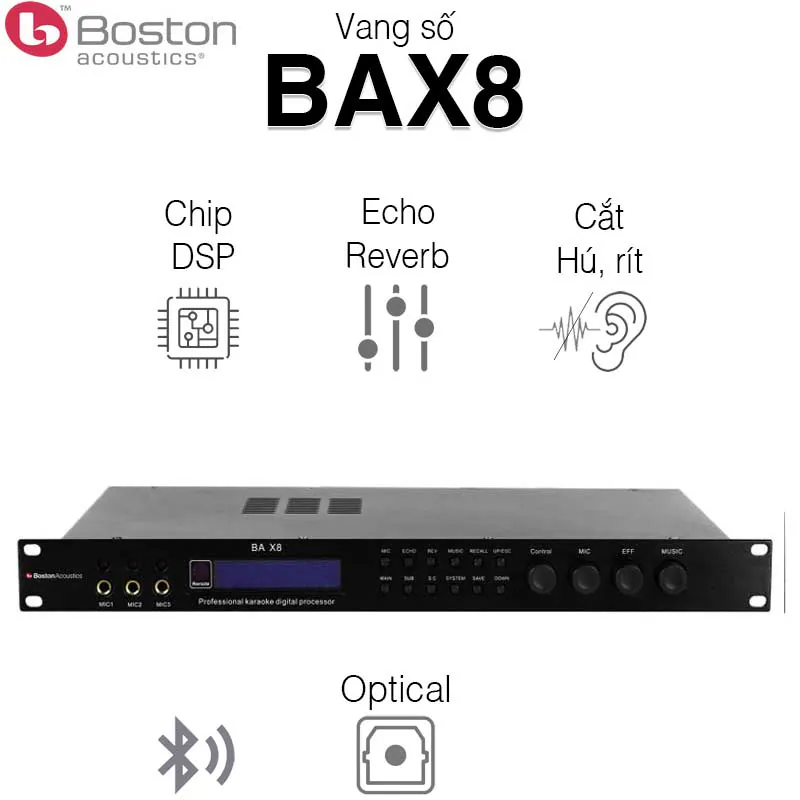 Vang số Boston BAX8, Optical, Echo + Reverb, DSP