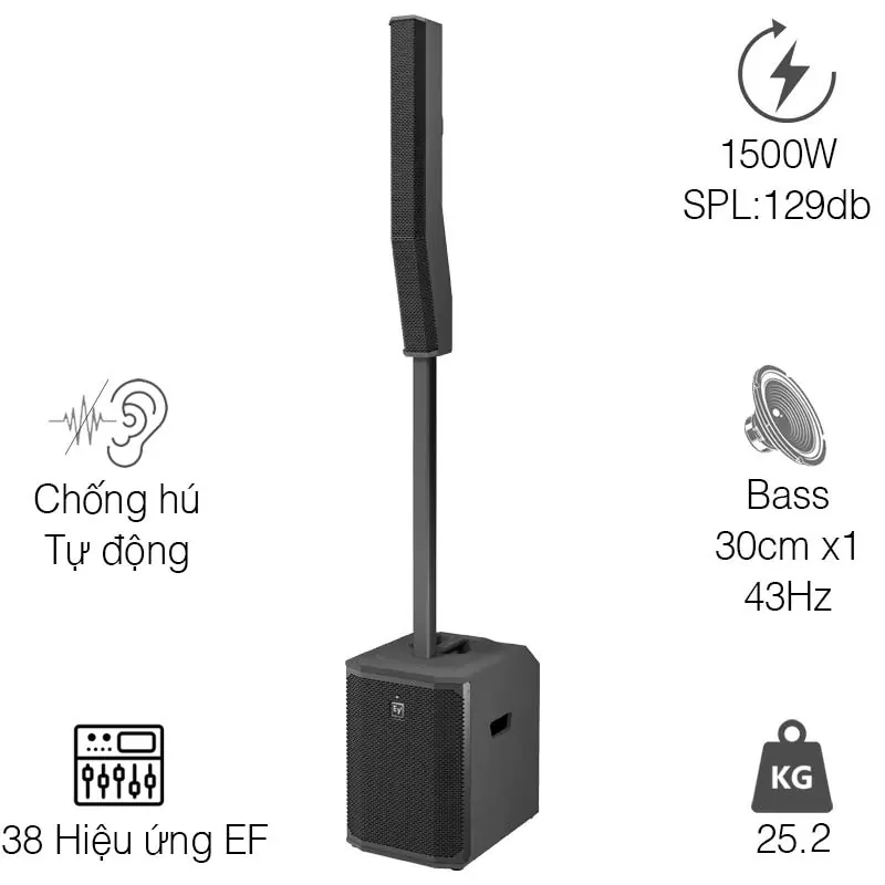 Loa Electro-Voice Evolve 50M G2 (Công suất 1500W, Bass 30.4 cm, Class D, Mixer Digital 8 kênh, Bluetooth Stereo, XLR, RCA, QuickSmart App)