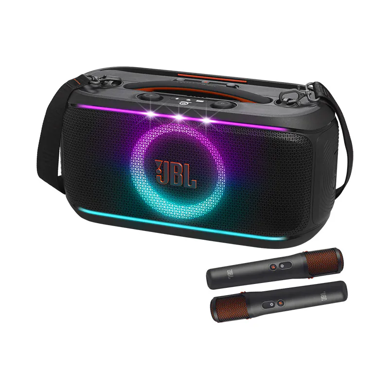 Loa JBL PartyBox On The Go 2 Plus, AI Tách Lời, Dây đeo vai, 100W RMS, Pin 15h, IPX4, Bluetooth 5.4, Led Đẹp, Auracast, Kèm 2 Mic