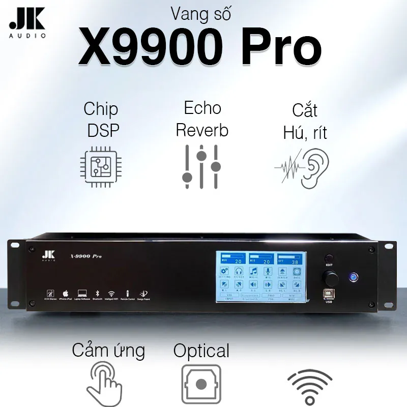 Vang số JKaudio X9900 Pro, Bluetooth, 8CH, Chống Hú, Cảm ứng, DSP