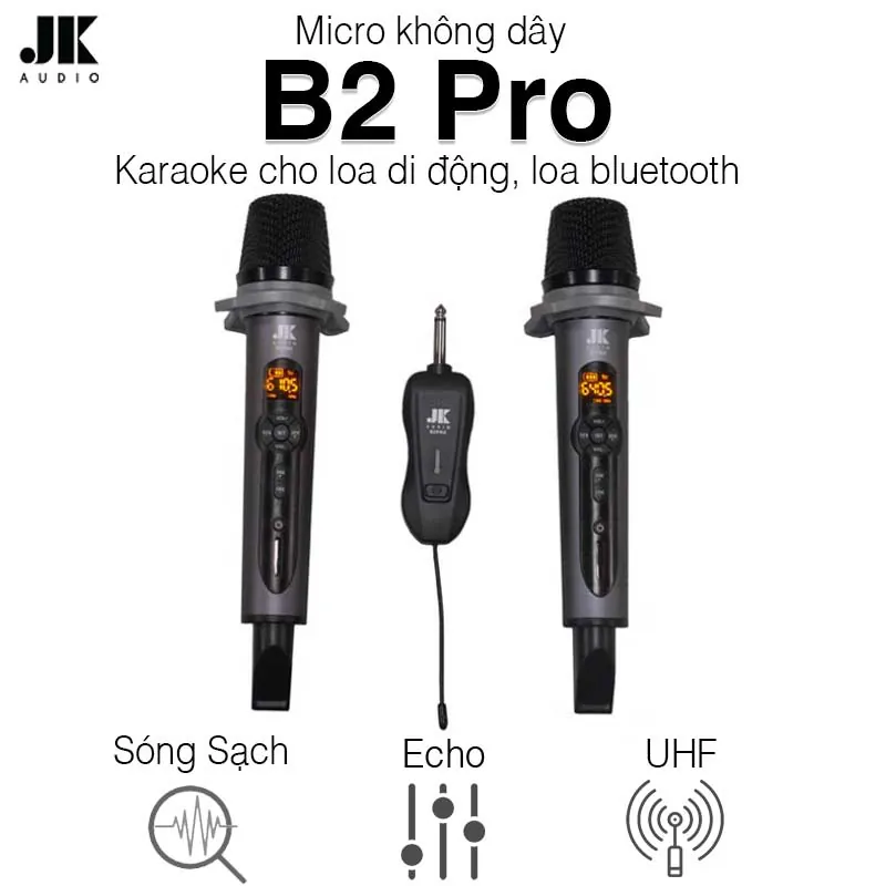 Micro không dây JKaudio B2 Pro, Tích hợp Echo, Chuyên Hỗ Trợ Hát Karaoke Trên Loa Bluetooth Di Động