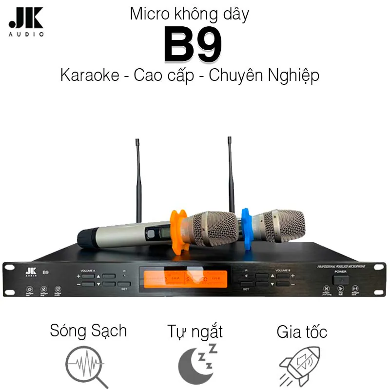 Micro không dây JKAudio B9, Cảm biết gia tốc, Cảm biến tự ngắt, Dò sóng sạch