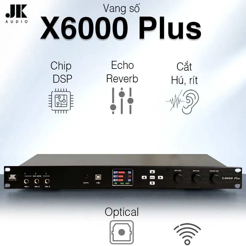Vang số JKaudio X6000 Plus, 6CH, Chống Hú, DSP