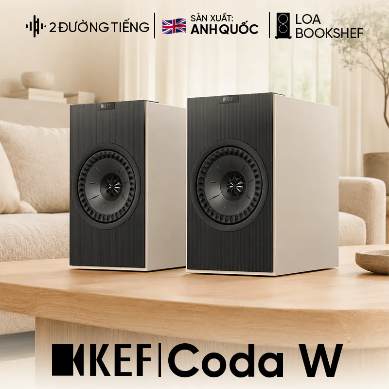 Loa KEF Coda W, Bass 13cm, Công suất 100W, Bluetooth 5.4, HDMI, Optical