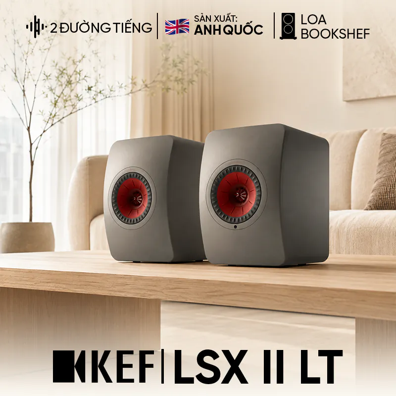 Loa KEF LSX II LT, Bass 11.5cm, Công suất 100W, Bluetooth 5.0, Wifi, HDMI ARC, Optical, USB-C, Chromecast