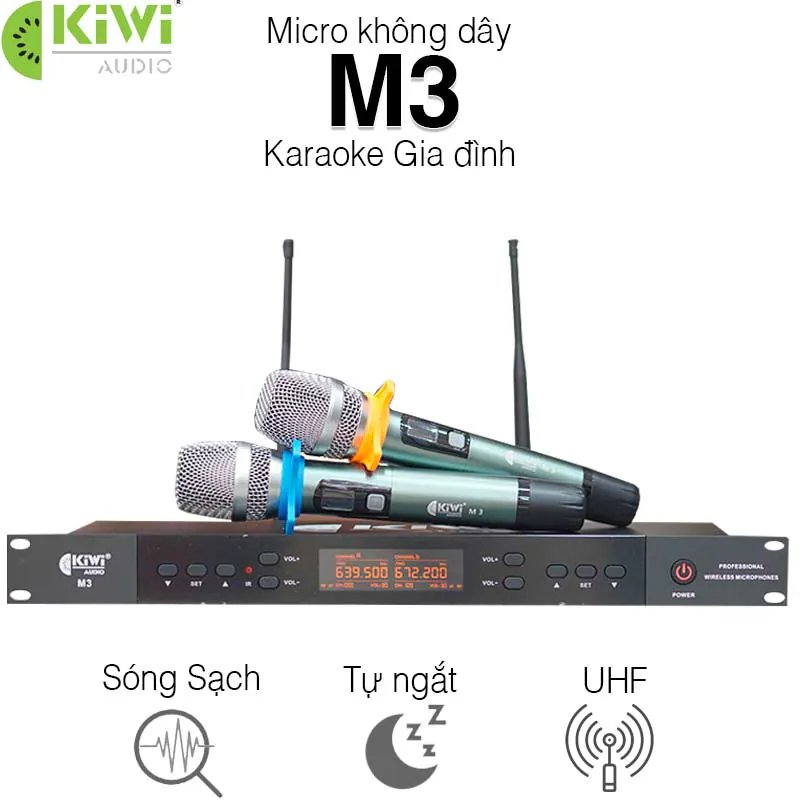 Micro không dây Kiwi M3, Cảm biến Tự ngắt, Dò sóng sạch