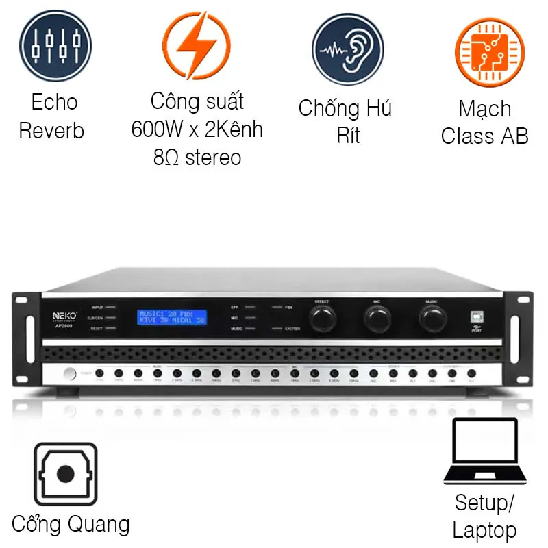 Công suất liền vang NEKO AP2600, 600W x 2 Kênh