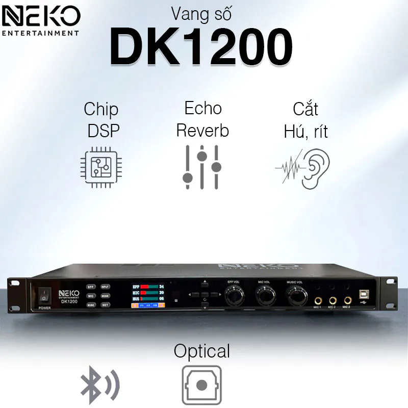 Vang số NEKO DK1200, EQ 7 băng tần, Optical, RCA, Bluetooth