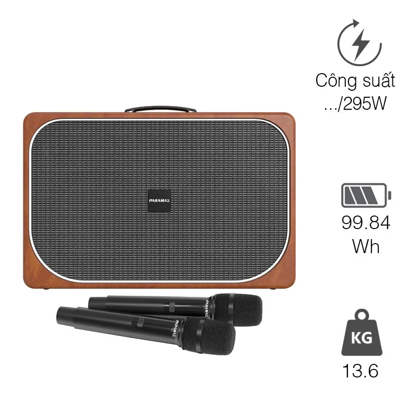 Loa Paramax Sono, Bass 20cmx2, Công suất 295W, Bluetooth 5.3, HDMI (ARC), Optical, AUX, Kèm 2 Mic