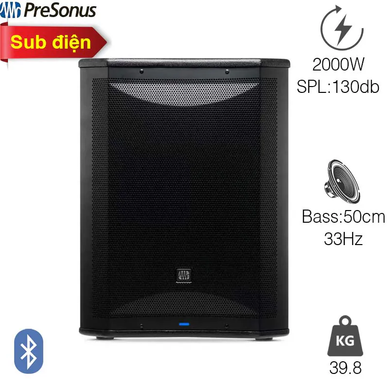Loa PreSonus AIR XD Sub 18, Bass 50cm, Công suất 2000W, Bluetooth 5.0, DSP