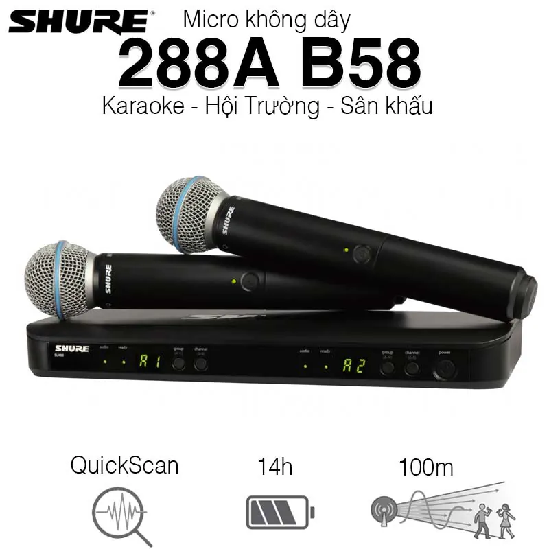 Micro không dây Shure BLX288A B58 (Beta58) Micro không dây Shure BLX288A B58 (Beta58)