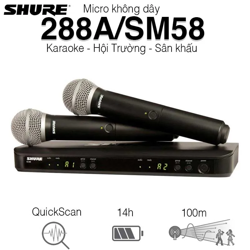 Micro không dây Shure BLX288A/SM58 (2micro)