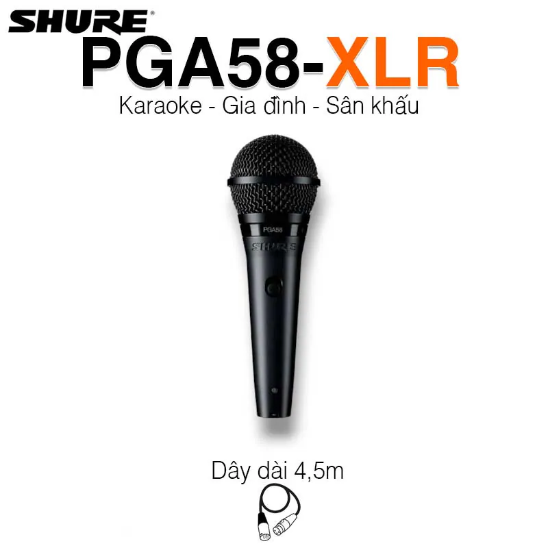 Micro có dây Shure PGA58-XLR, Dây dài 4.5m