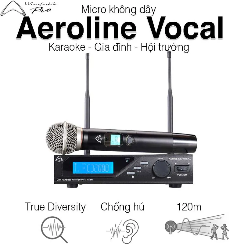 Micro không dây Wharfedale Aeroline Vocal Wireless, LCD, 650-700 MHz
