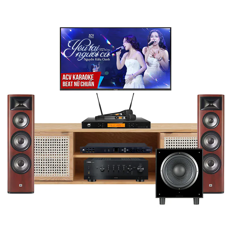 Dàn Nghe Nhạc, Hát Karaoke Yamaha NH193 (Yamaha R-N1000A, JBL Studio 698, JKaudio X6000 Plus, K500, Wharfedale SW12)