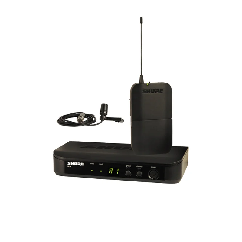 Bộ thu và phát kèm micro cài áo Shure BLX14A/CVL, không dây UHF, electret condenser cardioid, QuickScan, pin 14 giờ, XLR