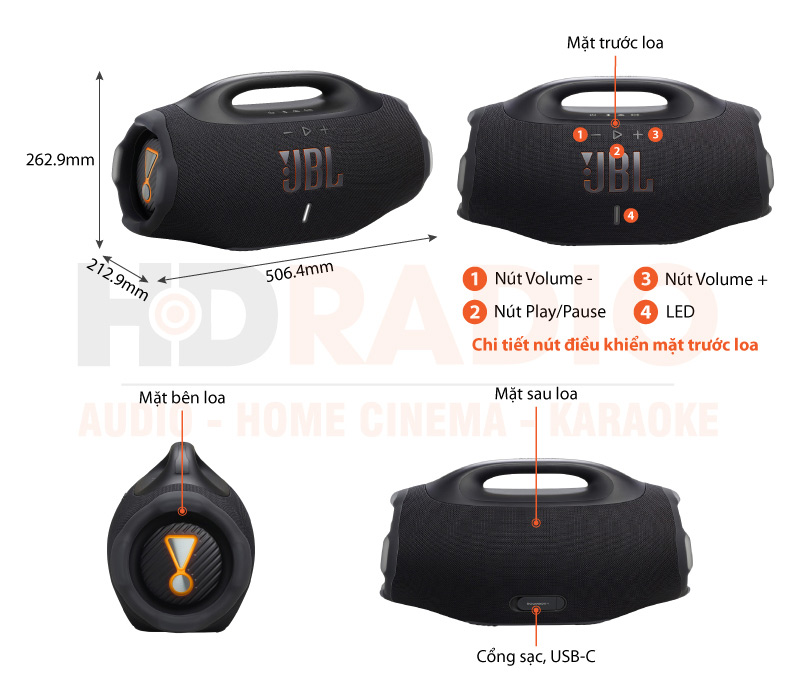 Chú thích Loa JBL Boombox 4 Chú thích Loa JBL Boombox 4