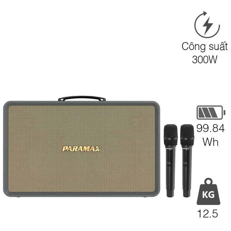 Loa Paramax Karat S, Bass 20.3cm, Công suất 300W, Bluetooth 5.3, USB, HDMI (ARC), Kèm 2 Tay Micro