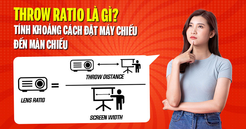 Throw ratio là gì? Tính khoảng cách đặt máy chiếu đến màn chiếu Throw ratio là gì? Tính khoảng cách đặt máy chiếu đến màn chiếu